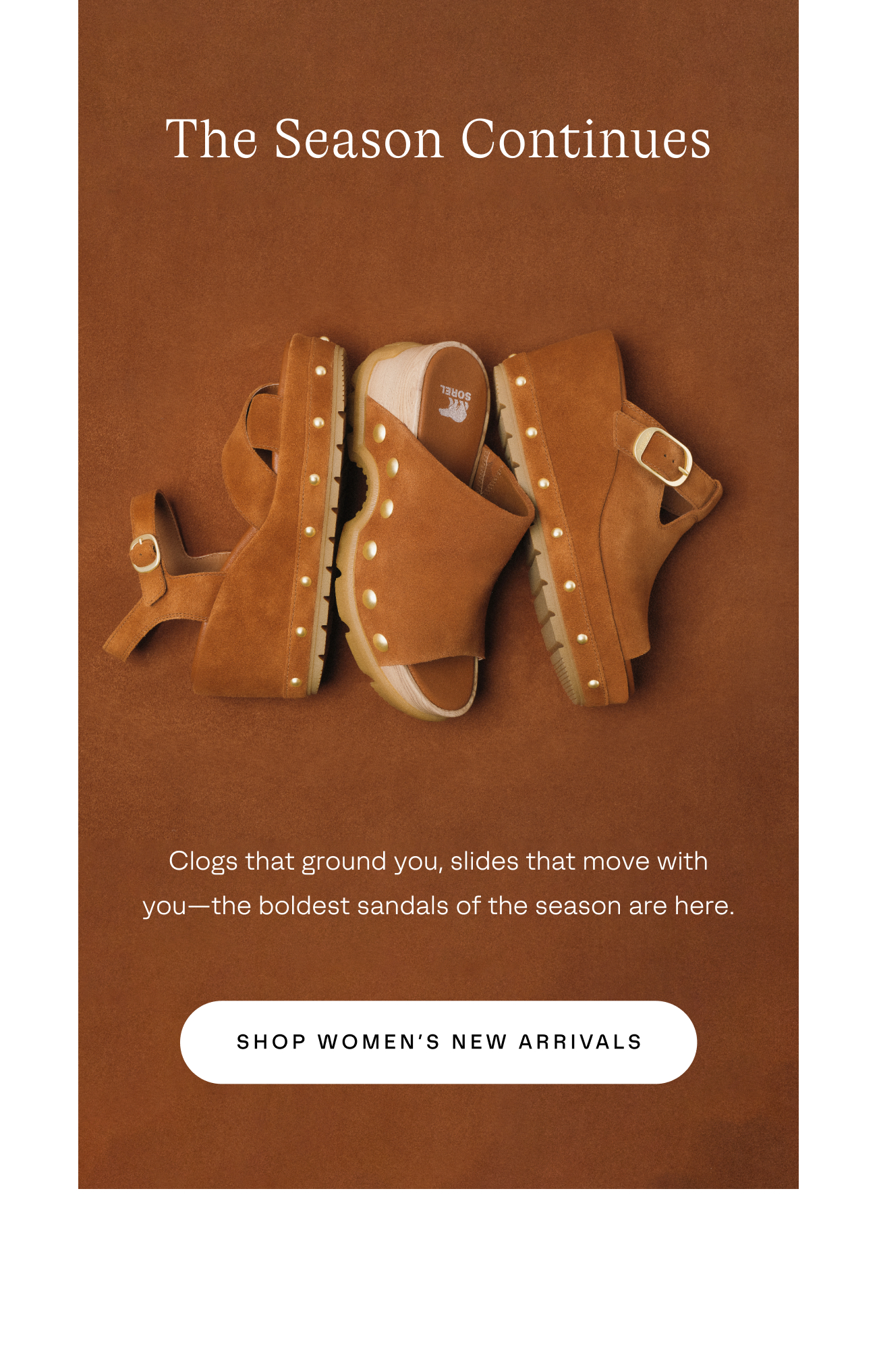 Brown suede sandals viewed from above