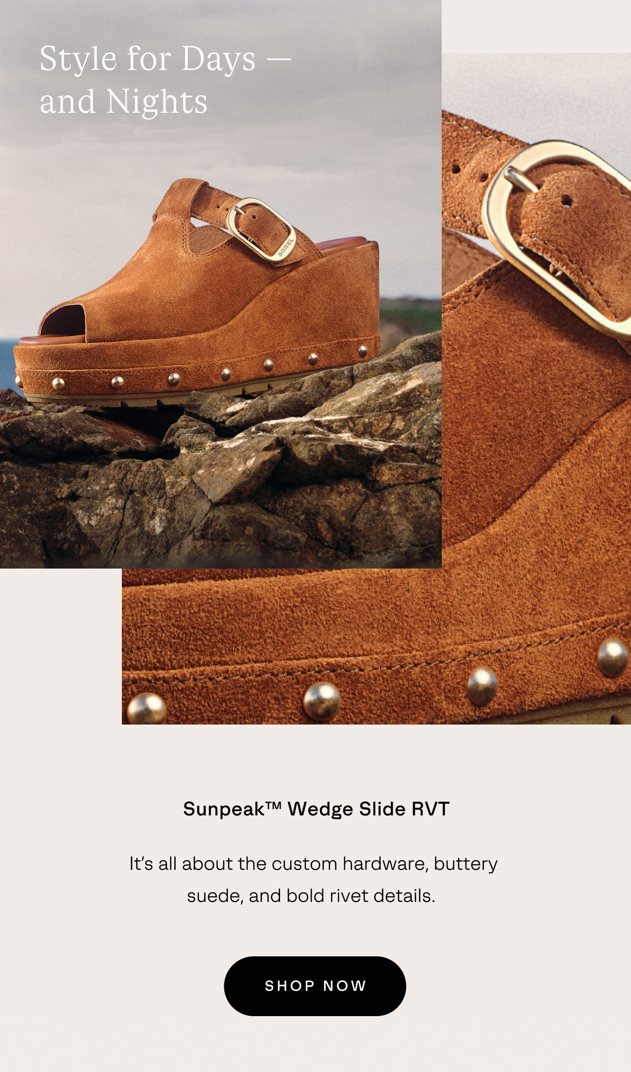 New Arrival Roamn RVT Slide Wedge on a rocky outcropping