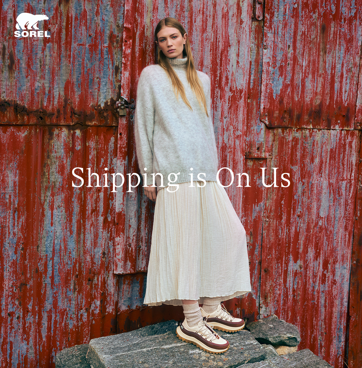 SOREL logo Shipping is On Us